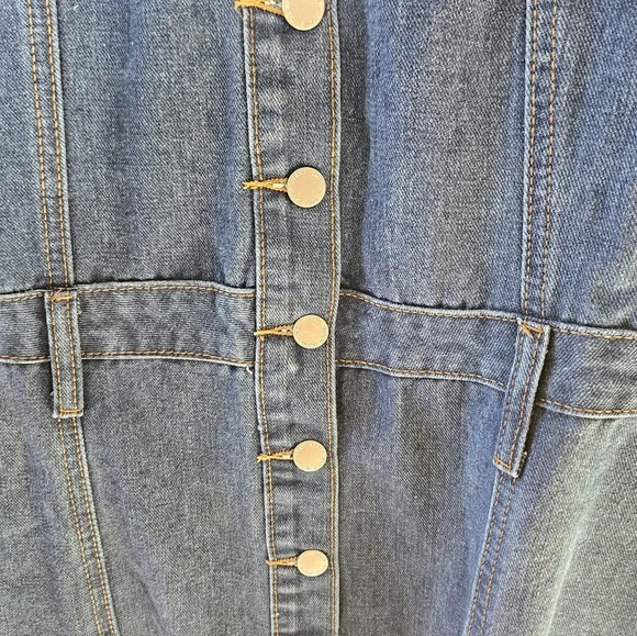 New SHEIN EZwear Flap Detail Button Front Denim Dress Size L - Picture 4 of 6